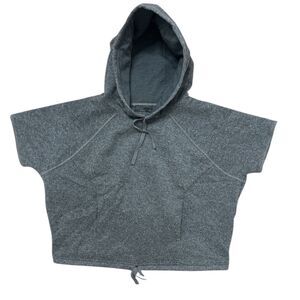 Prana Short Sleeve Kangaroo Pockets Oversized Gray Hoodie Size: XS